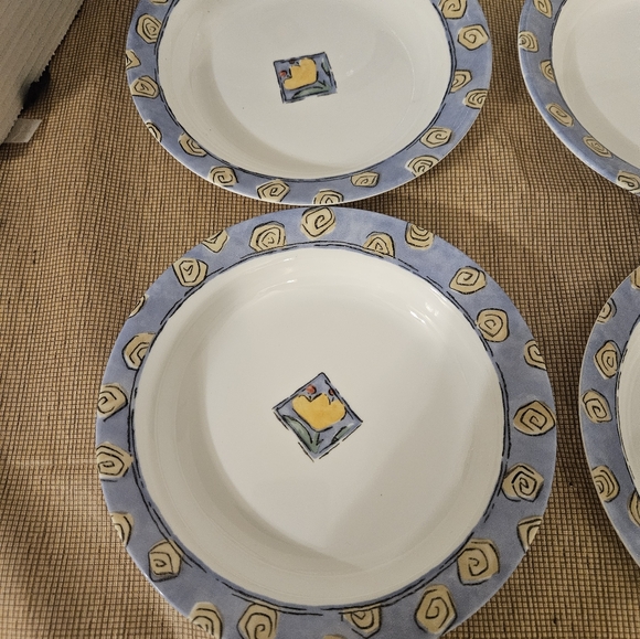 SET OF 6 - CORNING CORELLE - WATERCOLORS - 8 1/2" RIMMED 15 OZ SOUP PASTA BOWLS - Picture 13 of 16